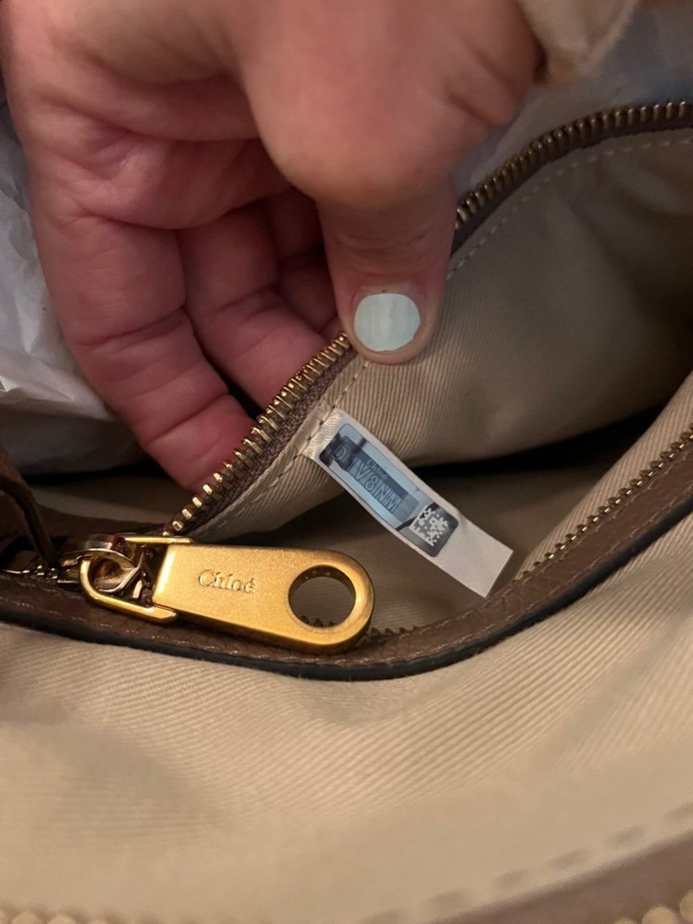 Medium Chloe Marcie Leather Satchel in desert taupe - Picture 10 of 16